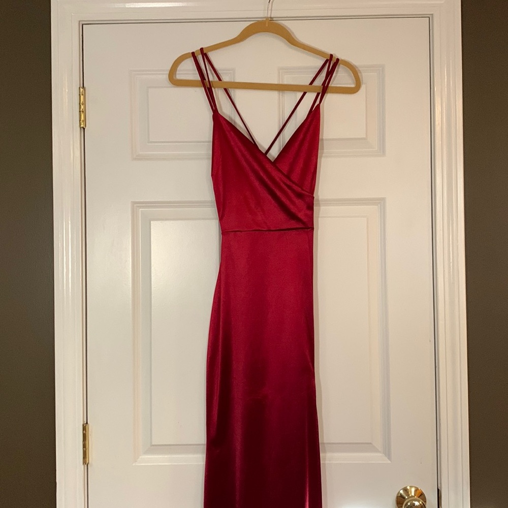 It’s very long, has a slit in the leg